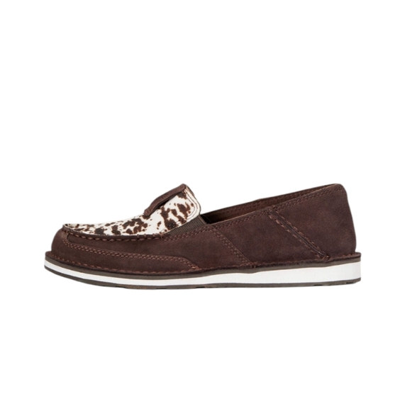 Ariat Cruiser Loafers in Chocolate Chip Suede Spotted Hair On Leather Slip On - Picture 3 of 13